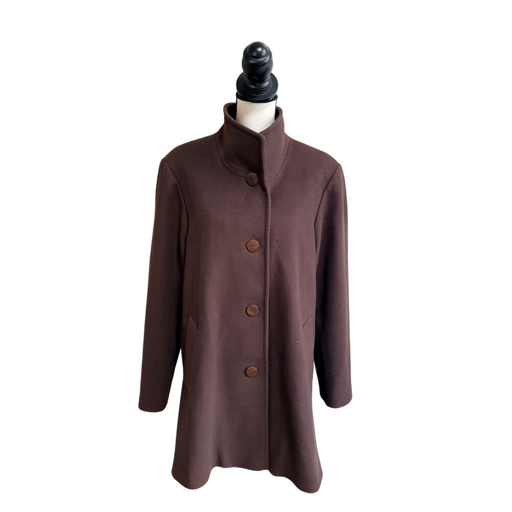 Fleurette Loro Piana Wool Coat Jacket Chocolate Dark Brown Minimalist Size 12
